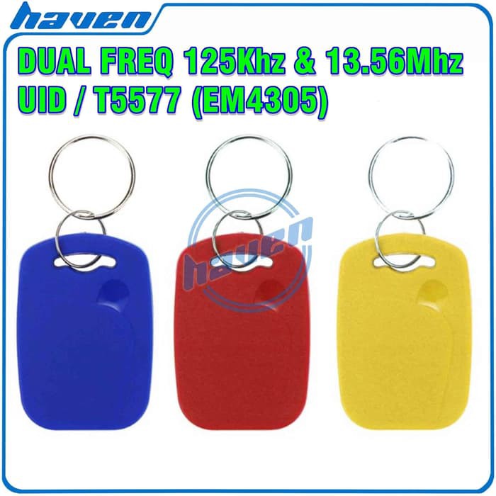 Keyfob Dual Frekuensi Clone T5577 EM4305 125kHz 13.56MHz UID RFID Tag