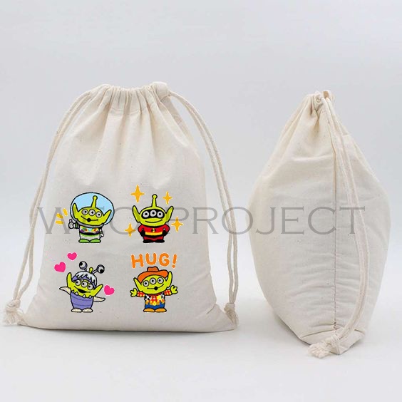 TAS SERUT KANVAS MOTIF  ALIEN LUCU UNISEX