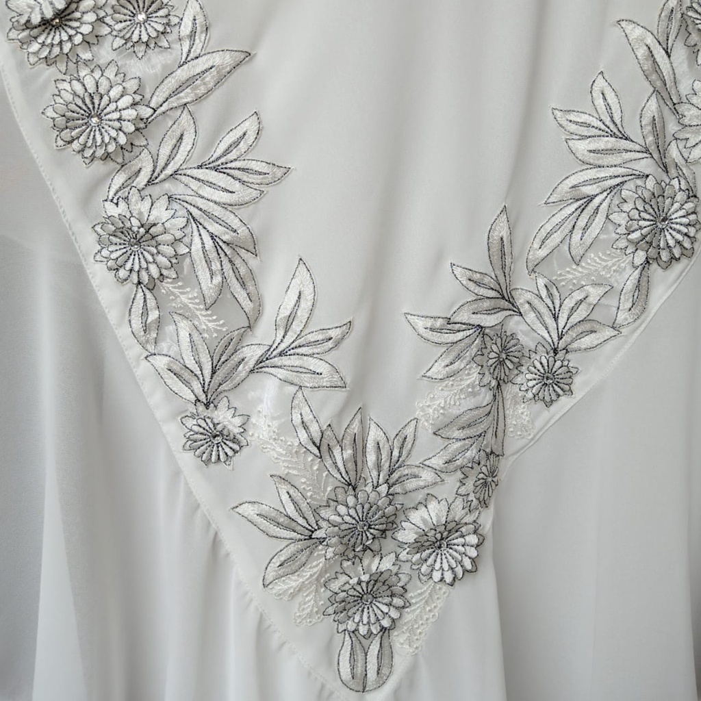 Gamis Syari Ceruty Bordir Set Khimar Gamis wanita Remaja Kekinian Ibu Ibu Jumbo Mewah-1