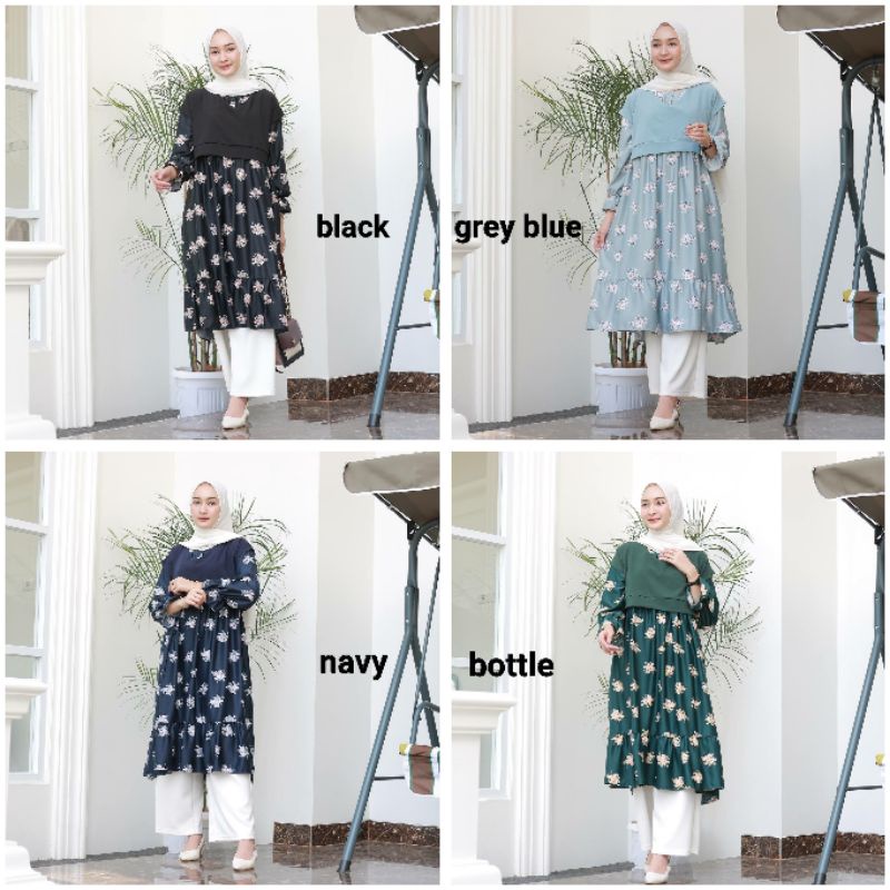 ZUMA TUNIK (ld100 pjg108) - Atasan Combi Maxmara Motif Bunga Busui