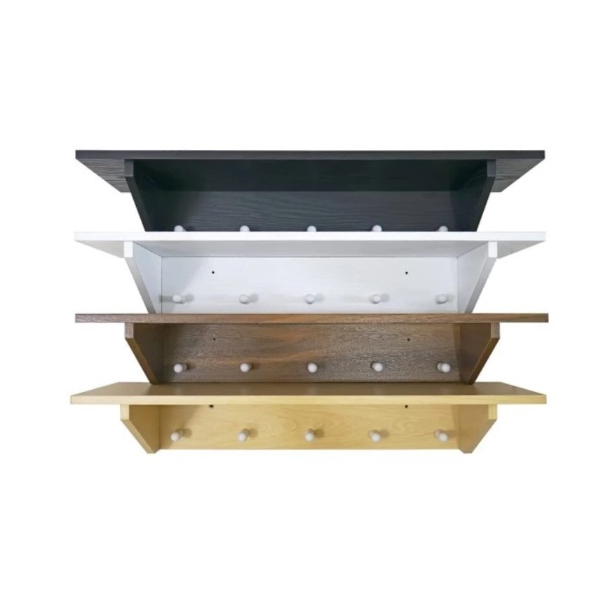 Rak Gantung Dinding 60x20x9cm - Ambalan Dekorasi Dinding 5 Hook Simple Ambalan Kayu