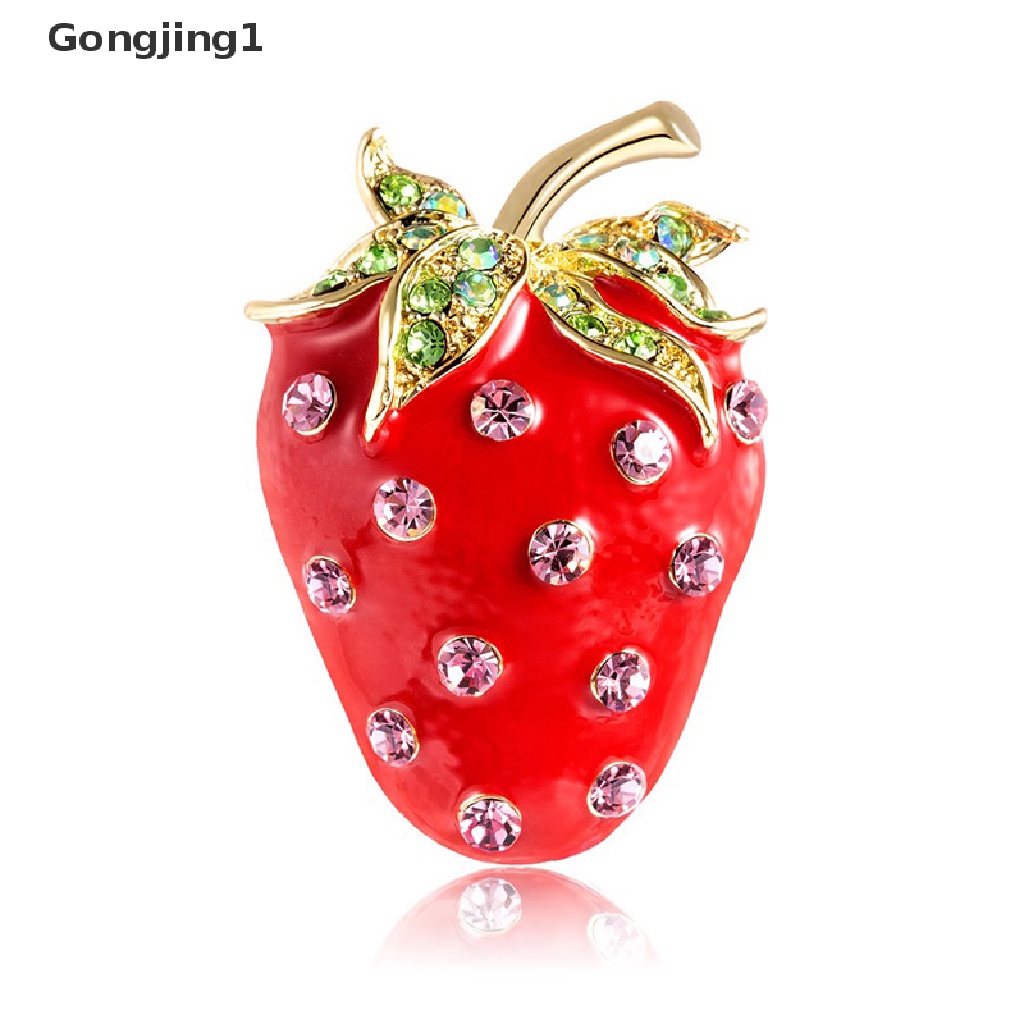 Gongjing1 Bros Pin Bentuk Strawberry Lucu Untuk Aksesoris Scarf / Syal Wanita