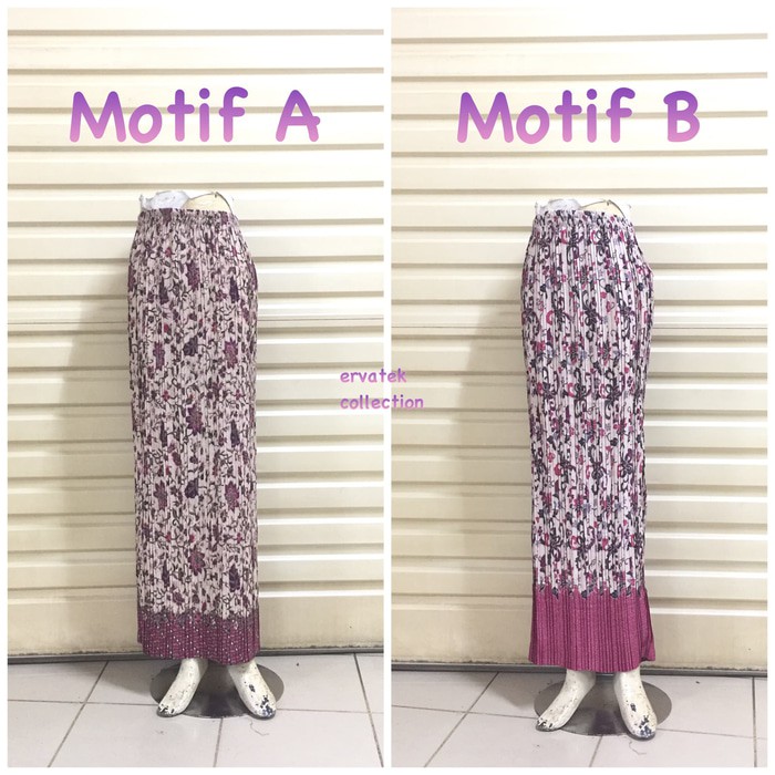 terlaris termurah diskon  Rok Prisket Panjang RP007 Motif Batik Khusus Pink Ungu / Plisket Sepan  ku