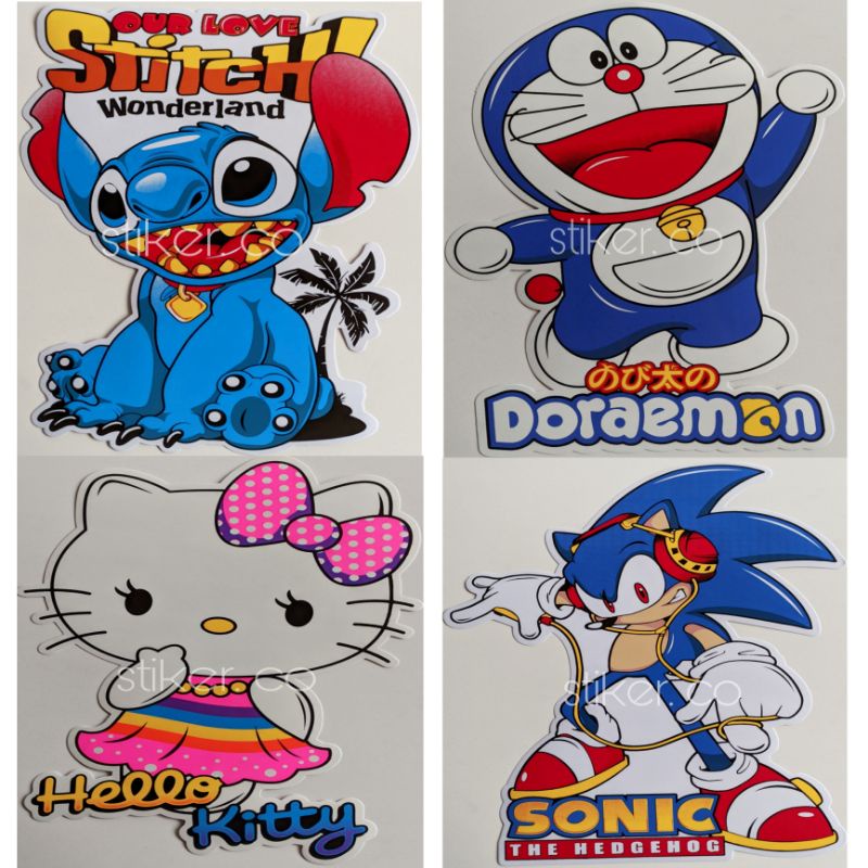 

STIKER DORA EMON/HELLO KITTY/STICH/SONIC UKURAN 22X32 CM