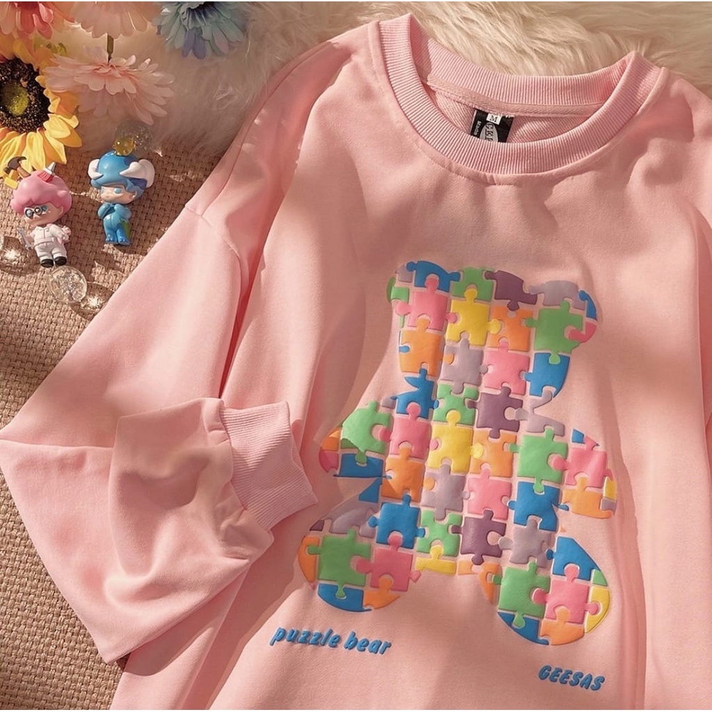 puzzle bear oversize sweater - sweatshirt sweater oversize