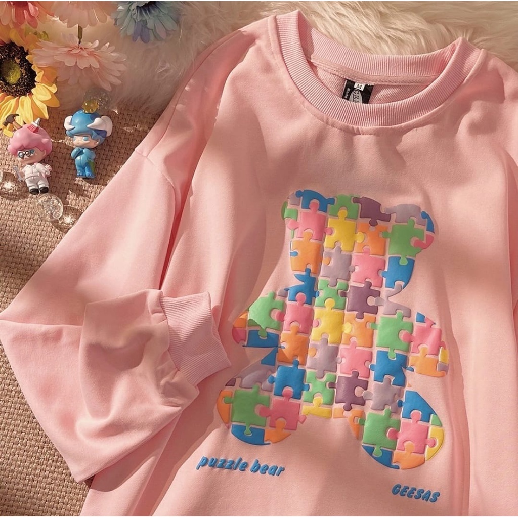 PUZZLE BEAR SWEATER OVERSIZE CREWNECK TERBARU