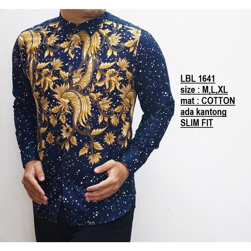 KEMEJA BATIK PRIA SLIM FIT PALING BEST SELLER BIRU MUDA MOTIF SOLO CHL42