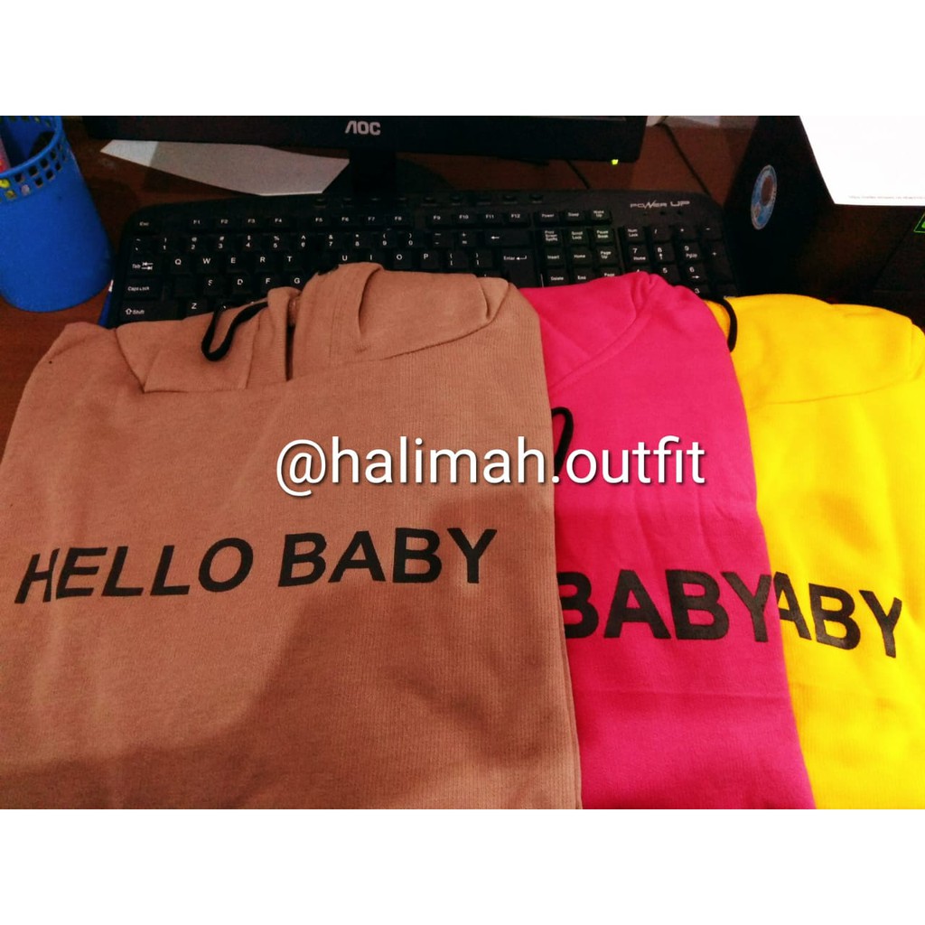 HELLO BABY HOODIE UNISEX - ATASAN JUMPER TEBAL TERLARIS