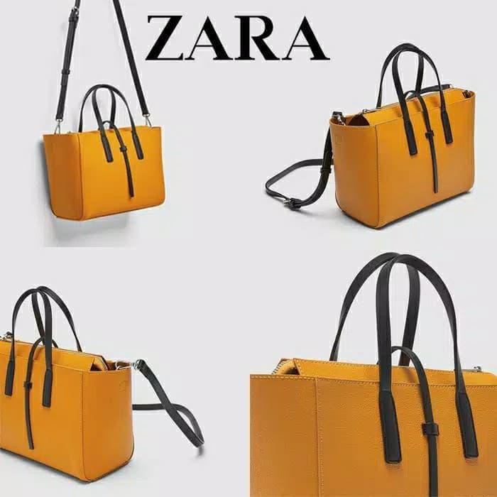 Tas wanita cewek branded import zara mini tote bag lucu murah kuning