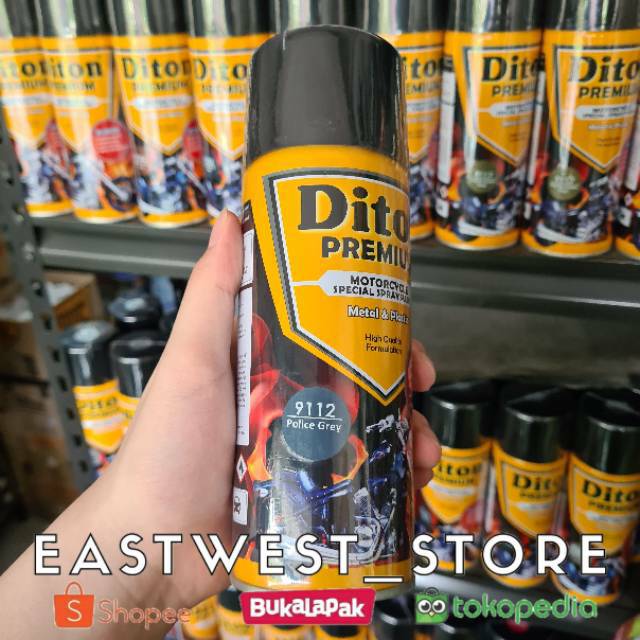 9112 Police Grey<br />diton Premium Cat Semprot Spray Tahan Bensin Dan Tahan Retak Isi 400 Cc