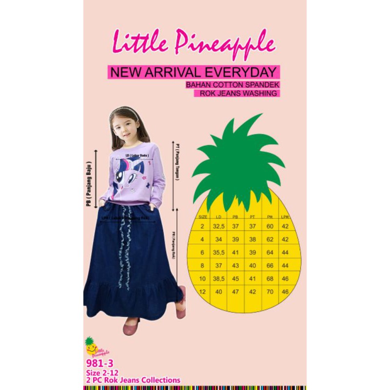 ROK JEANS ANAK/STELAN ROK JEANS ANAK/LITTLE PONY/LITTLE PINEAPPLE/ROK JEANS RAMPEL/STELAN ROK MURAH