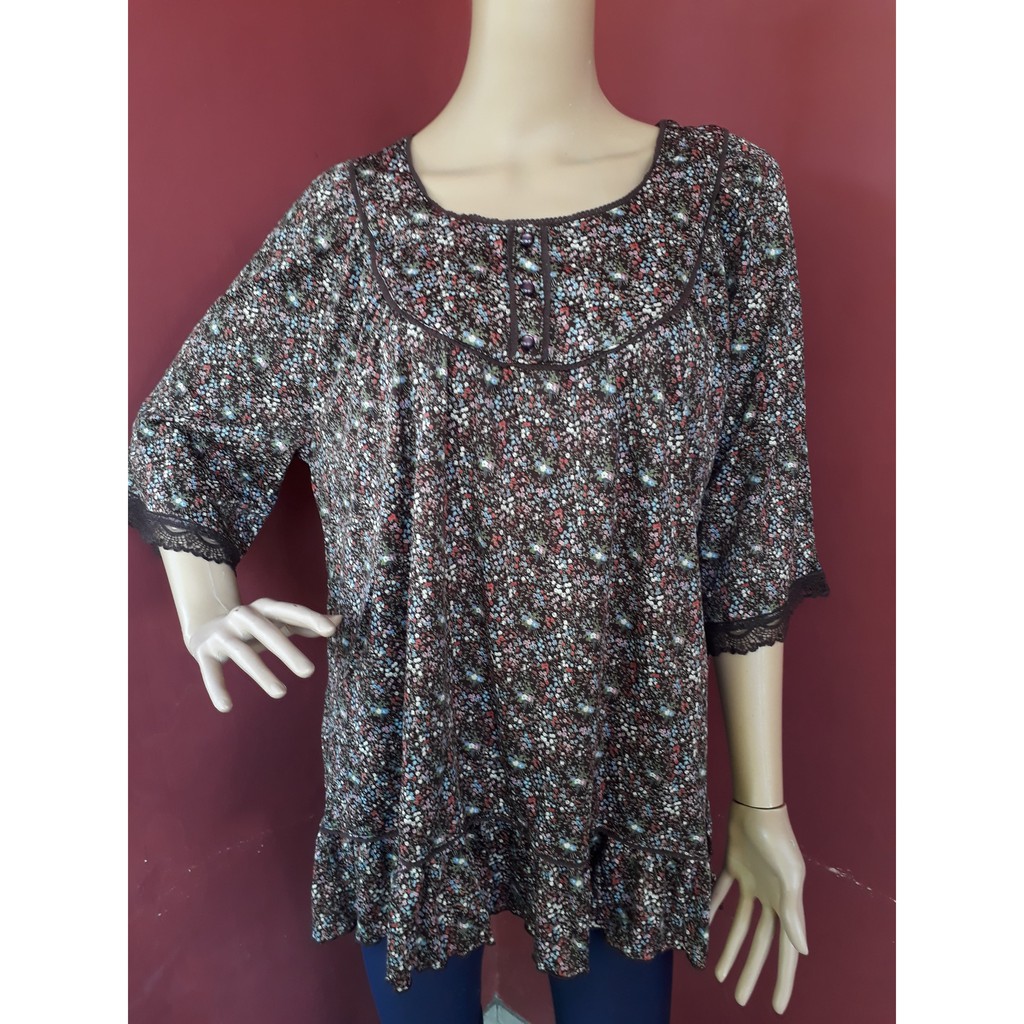KAOS JUMBO WANITA LENGAN PANJANG MOTIF BUNGA