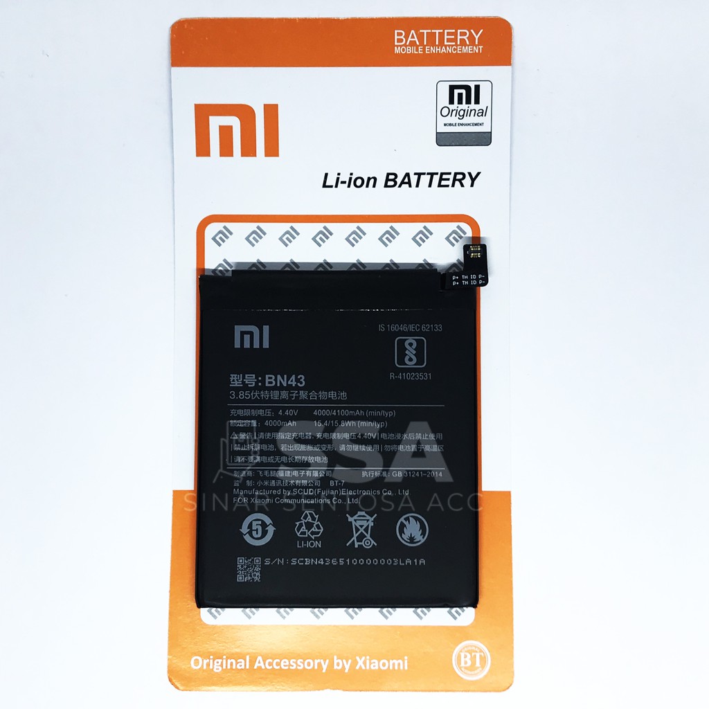 Baterai Xiaomi Redmi Note 4x BN43 Original OEM BN 43 4 x Xiao Mi Batre Batrai Battery Ori Garansi