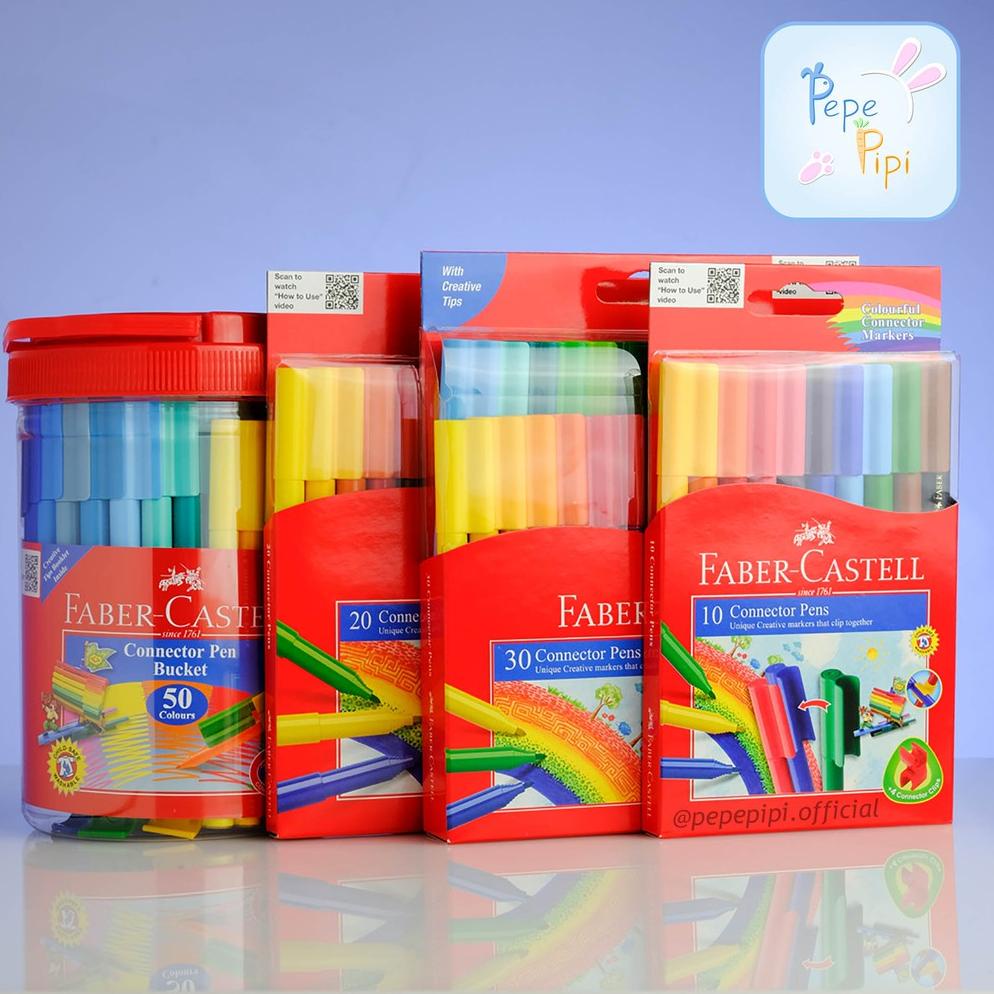 

(PROMO QAK92) Spidol Connector Pen Faber Castell 10, 20, 30 dan 50 Pcs Sepidol Warna Colour Color ✶