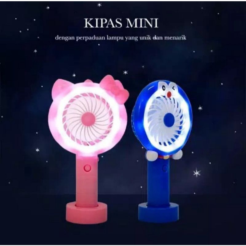 kipas genggam karakter dengan lampu