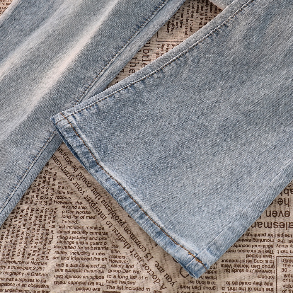Cutbray korean high waist jens wanita biru muda celana jeans panjang wanita seksi
