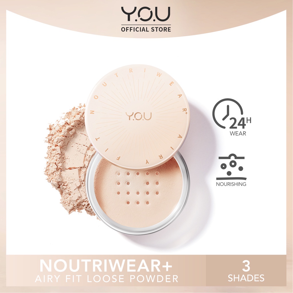 YOU NoutriWear+ Airy Fit Loose Powder | Nourishing | Oil Control Hingga 24 Jam | Tahan Lama Bedak Tabur | Tahan Air | Kosmetik