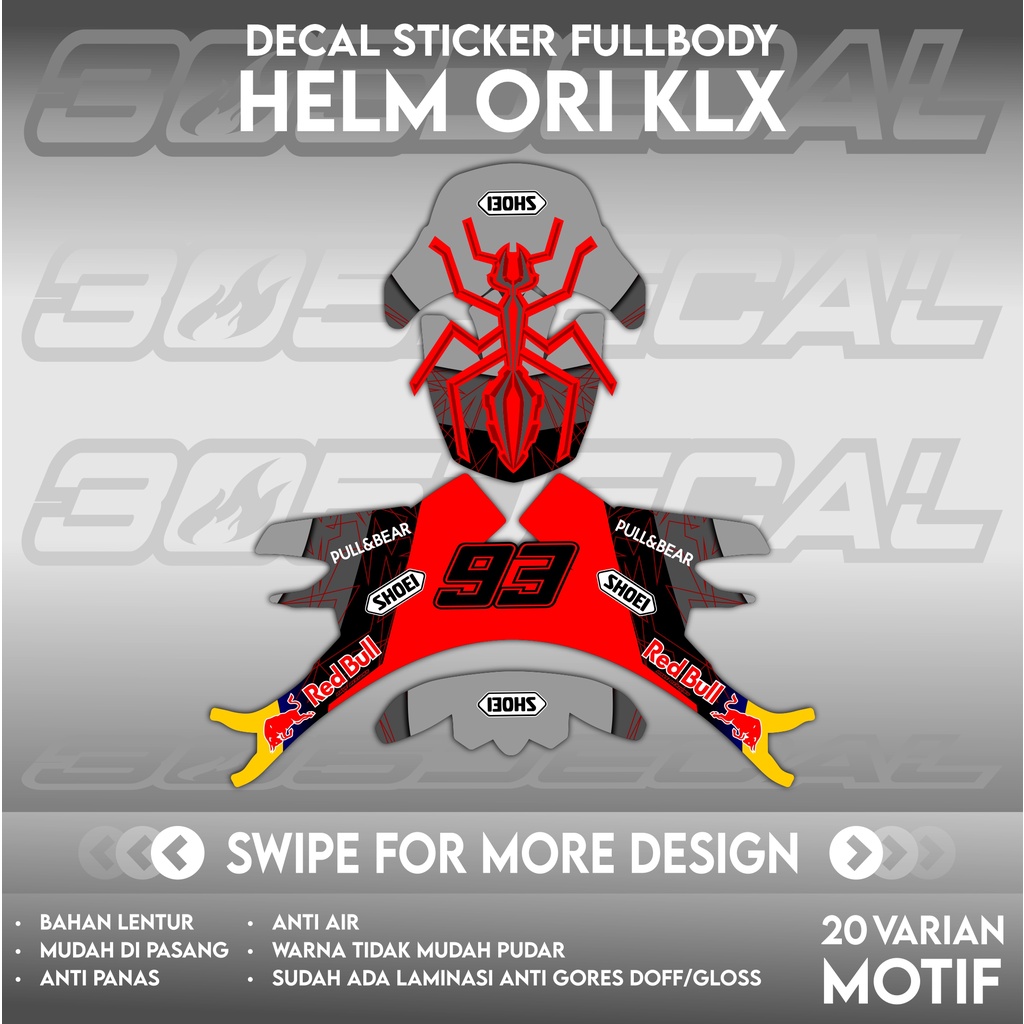 Jual Sticker decal helm KLX ORIGINAL motif Marques japan decal helm