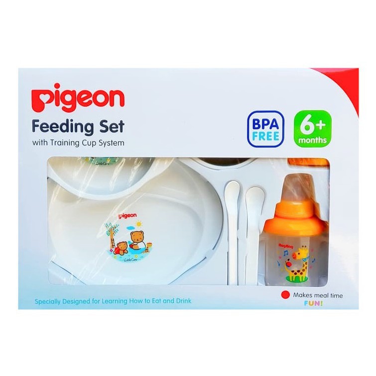 PIGEON Feeding Set With Training Cup | Perlengkapan Makan Bayi