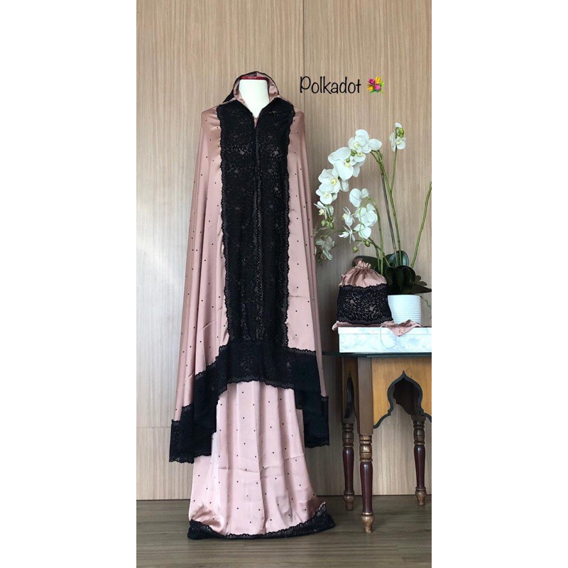 Mukena Silk Premium Rubiah - PINK POLKADOT •ACP-32