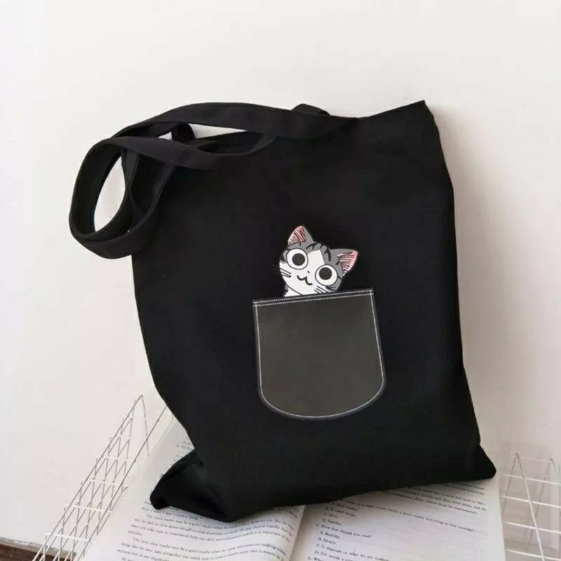 [RESLETING] Tote KUCING Tas Sablon Tas Sekolah