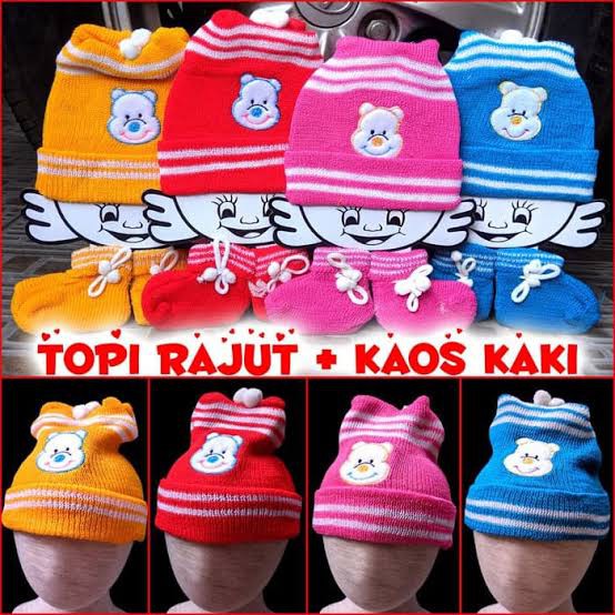 Per 1 Set Topi dan Kaos Kaki Rajut Untuk Bayi Random Warna