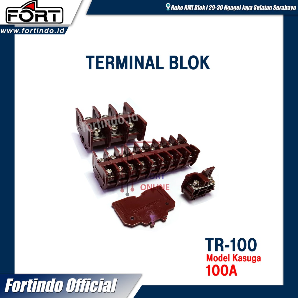 Terminal Blok TR - 100 Model Kasuga Coklat Rail 2 Fungsi MERK FORT