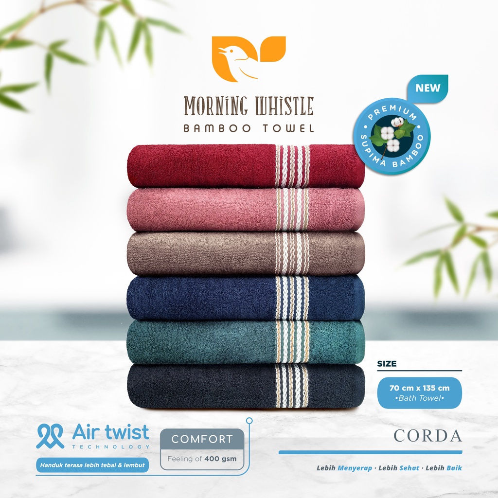 Handuk Mandi Dewasa Morning Whistle Bamboo Towel 70x135 cm Corda