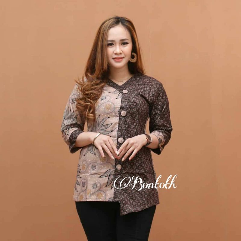 Atasan Batik Wanita PPBTK07 Modern Batik murah Cassual Atasanbatik Wanitabatik /Atasanwanita...-Alam truntum