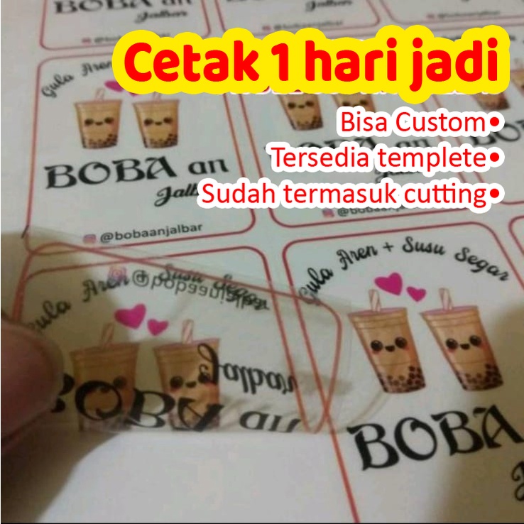 

STIKER TRANSPARAN PRODUK MAKANAN MINUMAN DAN BOTOL A3 + CUTTING