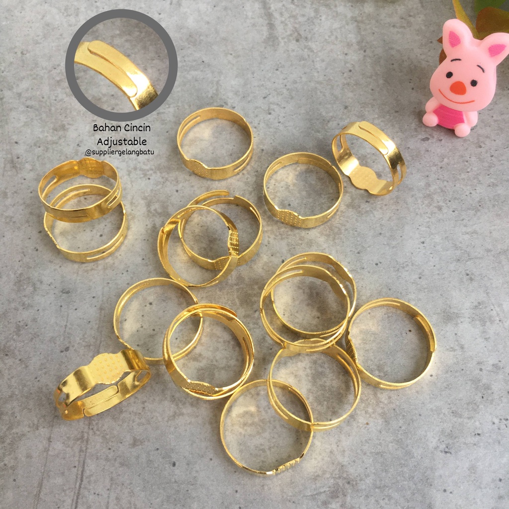 Bahan rangka ring Cincin Adjustable Warna Gold / Silver emban eceran