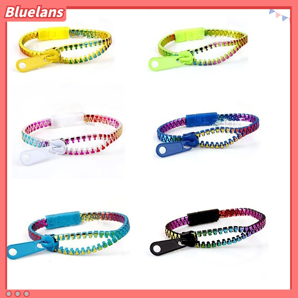 Gelang Tangan Rantai Model Ritsleting Warna-Warni Untuk Pria Dan Wanita