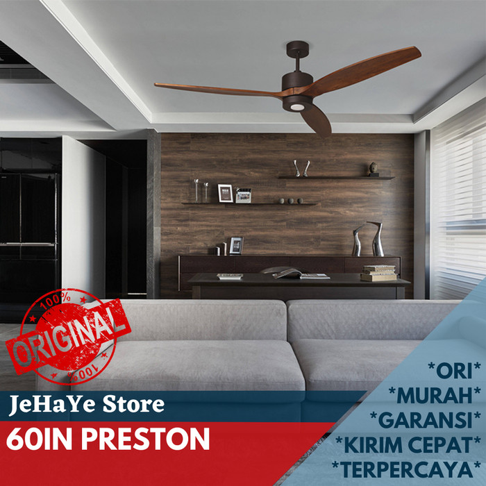 LAMPU KIPAS ANGIN GANTUNG MT. EDMA 60IN PRESTON, KIPAS LAMPU LED