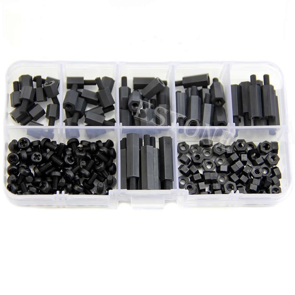 gs8a xhhd set stand-off spacer kit nylon m3 180 pcs - m3 - black Or-i