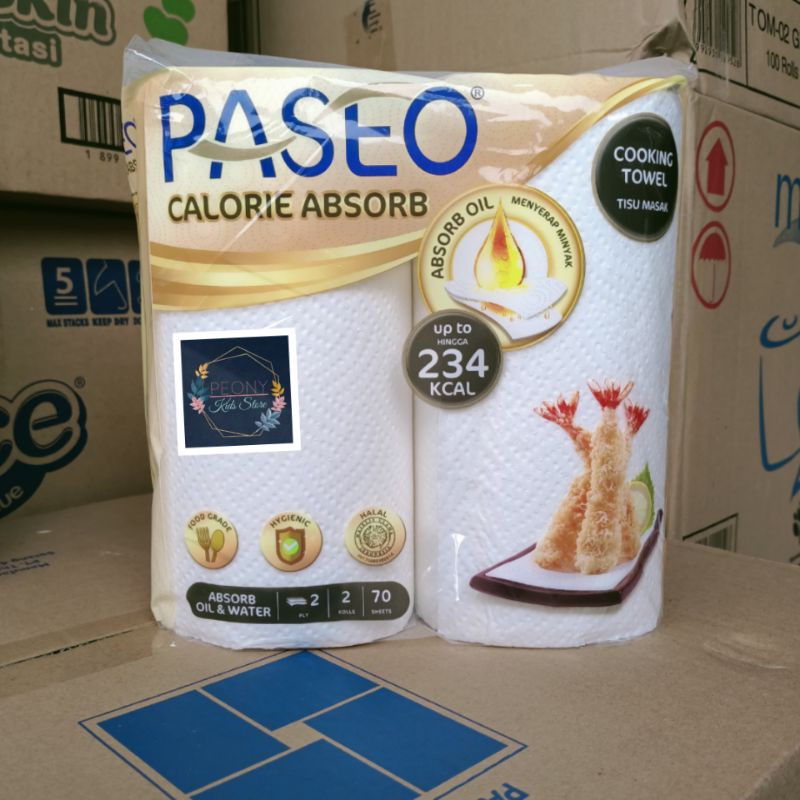 tissue paseo kitchen towel 2 roll/tisue tisu dapur calorie absorb 2rol