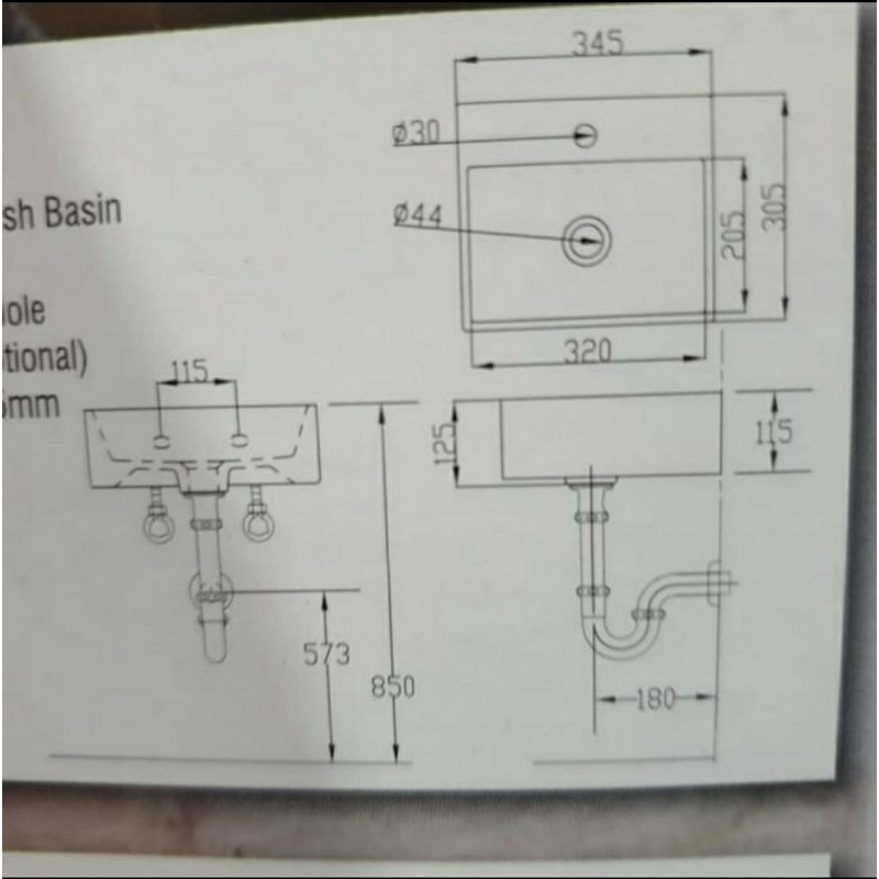 Wastafel keramik Kotak SERICITE 1 Paket Komplit