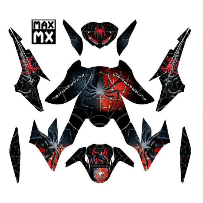 Decal Stiker All New CB150R Dekal Variasi Sticker Striping Custom FullBody Spiderman Hitam merah