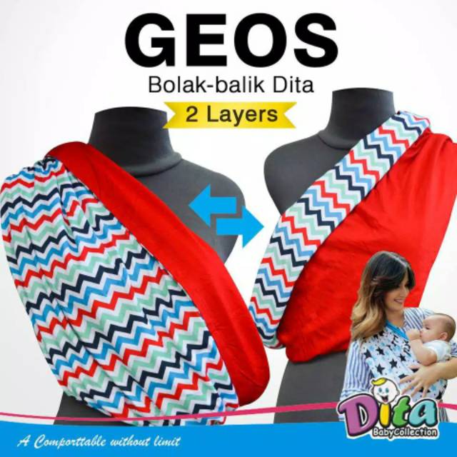 Bisa TUKAR SIZE, Geos gendongan kaos Bolak balik Premium Anak bayi balita Instan tanpa ring GEOS DTA