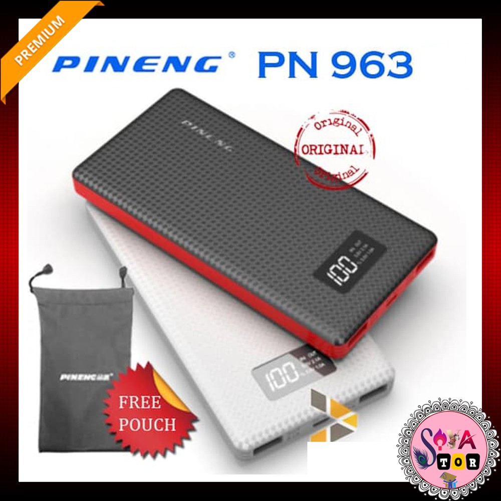 Powerbank Pineng  Pineng Powerbank PN-963 10000 mAh Hitam  Dual USB output TERLARIS