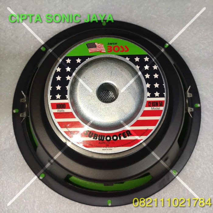 speaker subwofer 12 BSW 50 / 12 BSW50 / 12BSW50 american boss 12 inch dobel koil