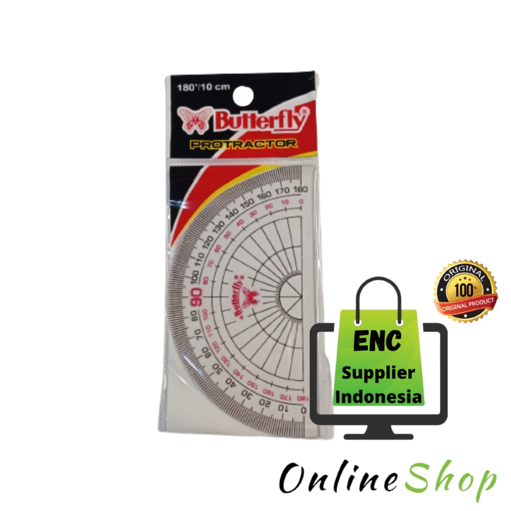 

butterfly 1 buah busur 180 derajat butterfly penggaris 10 cm 180/10 mika mistar busur per pcs - enc.sup