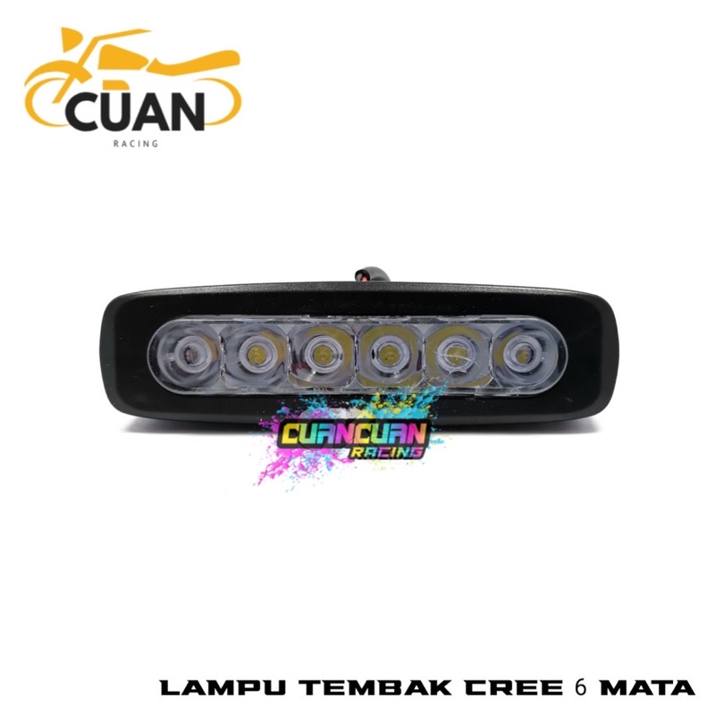 LAMPU TEMBAK SOROT MOTOR LED CREE 6 TITIK 6 MATA 6 SISI DRL WORKLIGHT