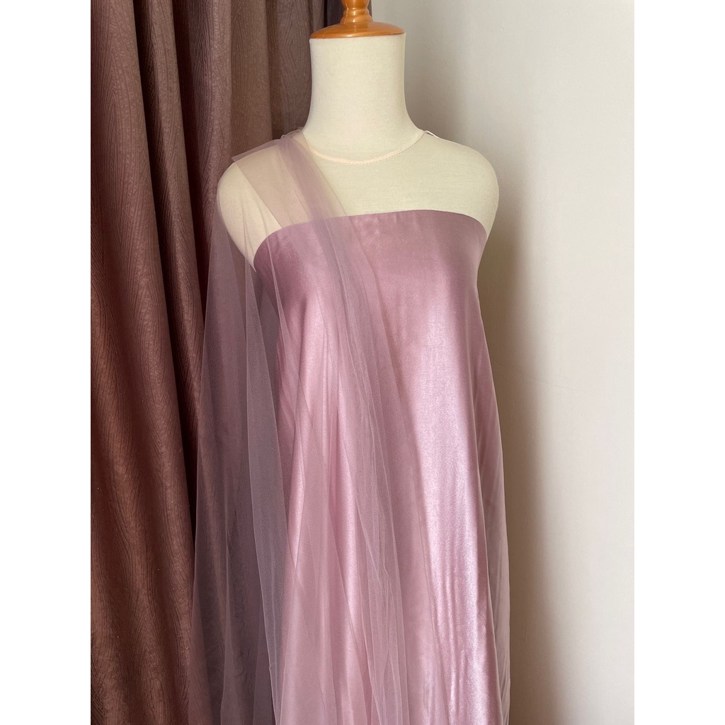 Kain Soft Tile Tulle Halus Polos Warna Soft Lavender Ungu Muda Semi Pink