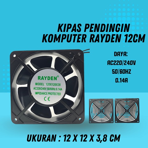 Fan AC 220V 12x12 kipas ac 220v 12x12cm Cooling Cooler Fan Langsung Colok Listrik