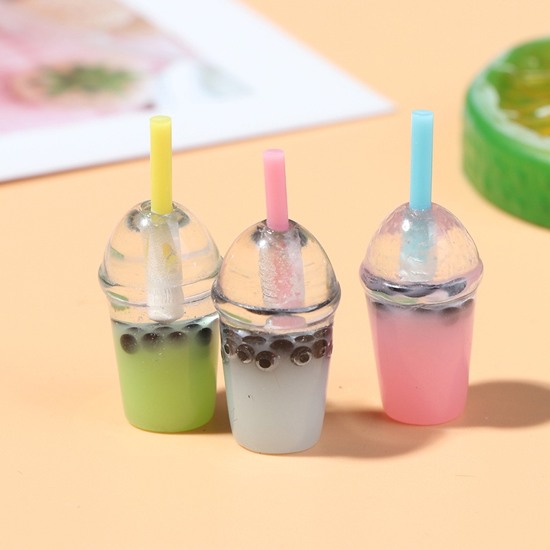 &lt; E2id &amp; &gt; 5Pcs Miniatur Gelas Pearl Milk Tea Skala 1: 12 Untuk Rumah Boneka