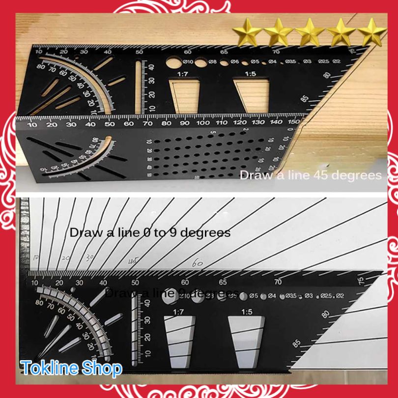 

Terlaris Penggaris Angle Ruler Mark Line 3D Measuring Aluminium Bagus