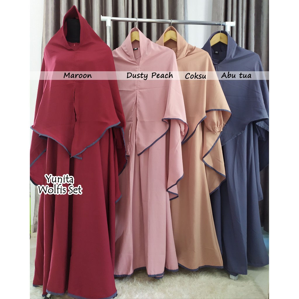 set hijab terlaris..!! Syar'i gamis Wolfis set Grade A