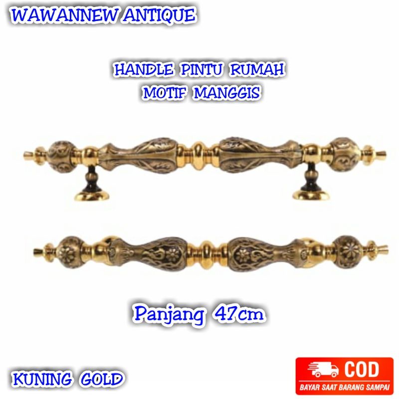 Handle Pintu Rumah Pagar Kuningan Antik Murah Motif Manggis 47cm