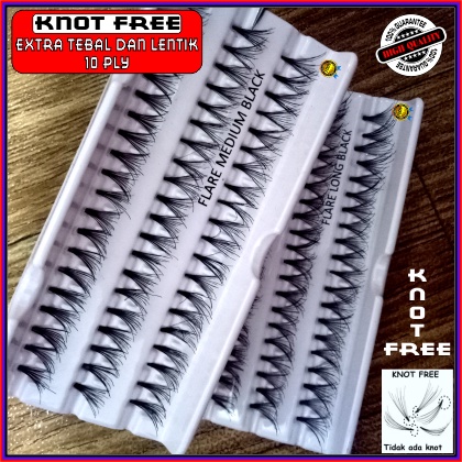 Bulu Mata Tanam KNOT FREE 10 PLY Bulumata Tanam Eyelash Extension EXTRA TEBAL LENTIK Flare 60 HELAI