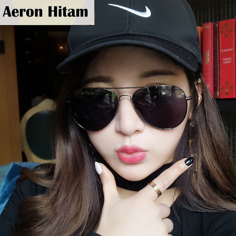 kacamata full black retro korea hitam wanita/pria